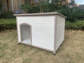 YES4PETS XXL Timber Pet Dog Kennel House Puppy Wooden Timber Cabin With Stripe White
