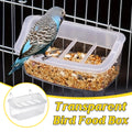 Clear Bird Feeder Box Parrot Food Dispenser Cage Sink Container Hanging Supplies