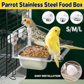 Parrot Stainless Steel Food Bowl Bird Feeder Cage Hanging Dish for Pet Birds - S