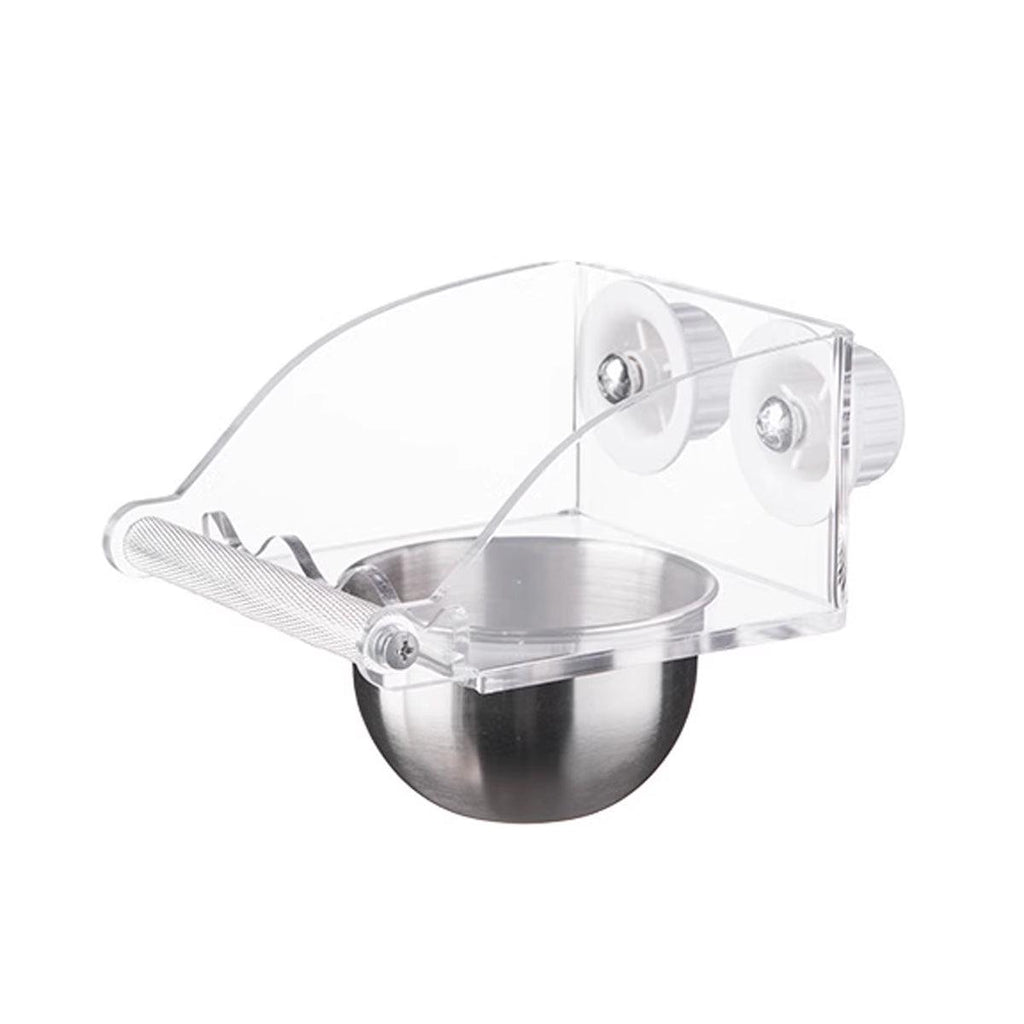Parrot Stainless Steel Food Bowl Bird Feeder Cage Hanging Dish for Pet Birds - S