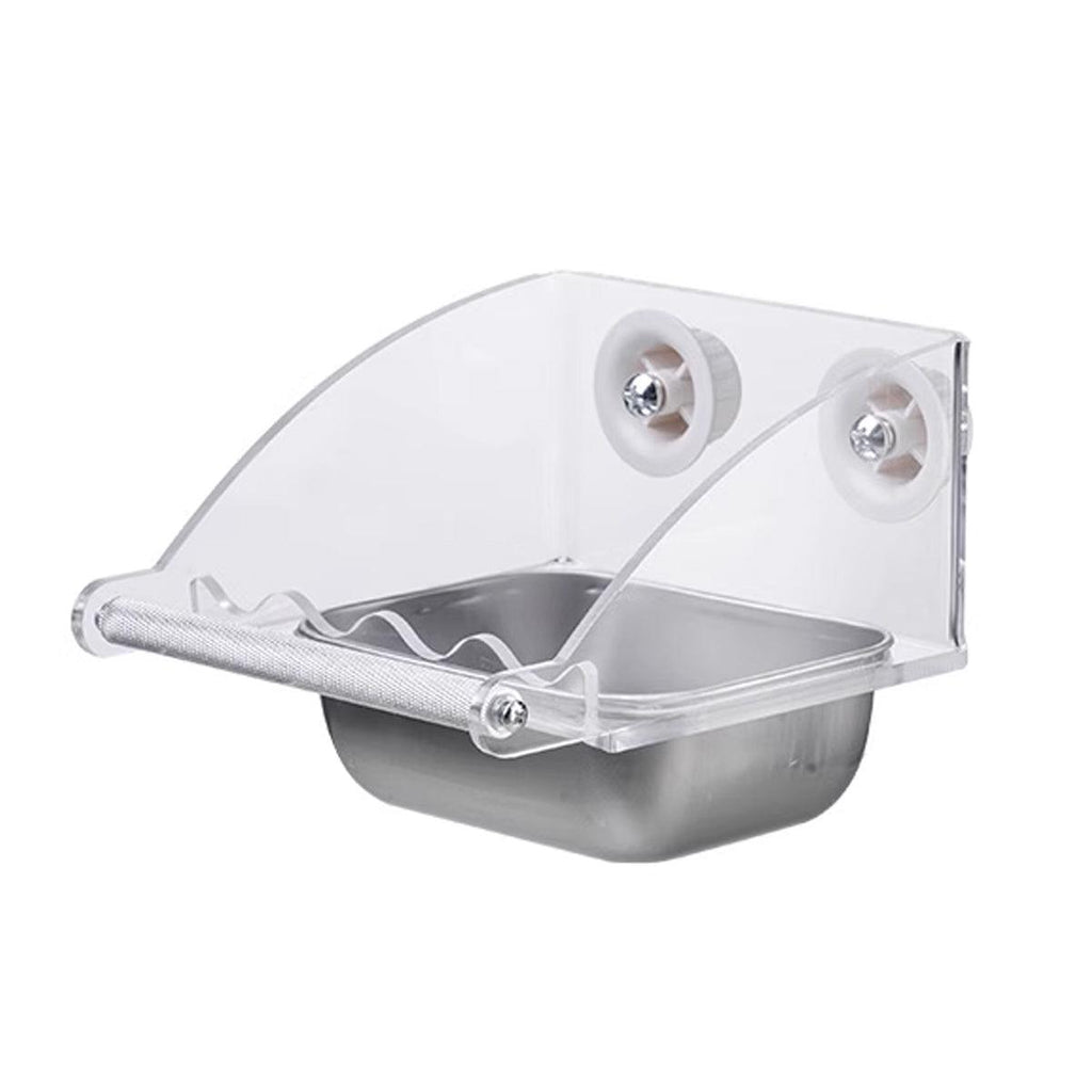 Parrot Stainless Steel Food Bowl Bird Feeder Cage Hanging Dish for Pet Birds - S