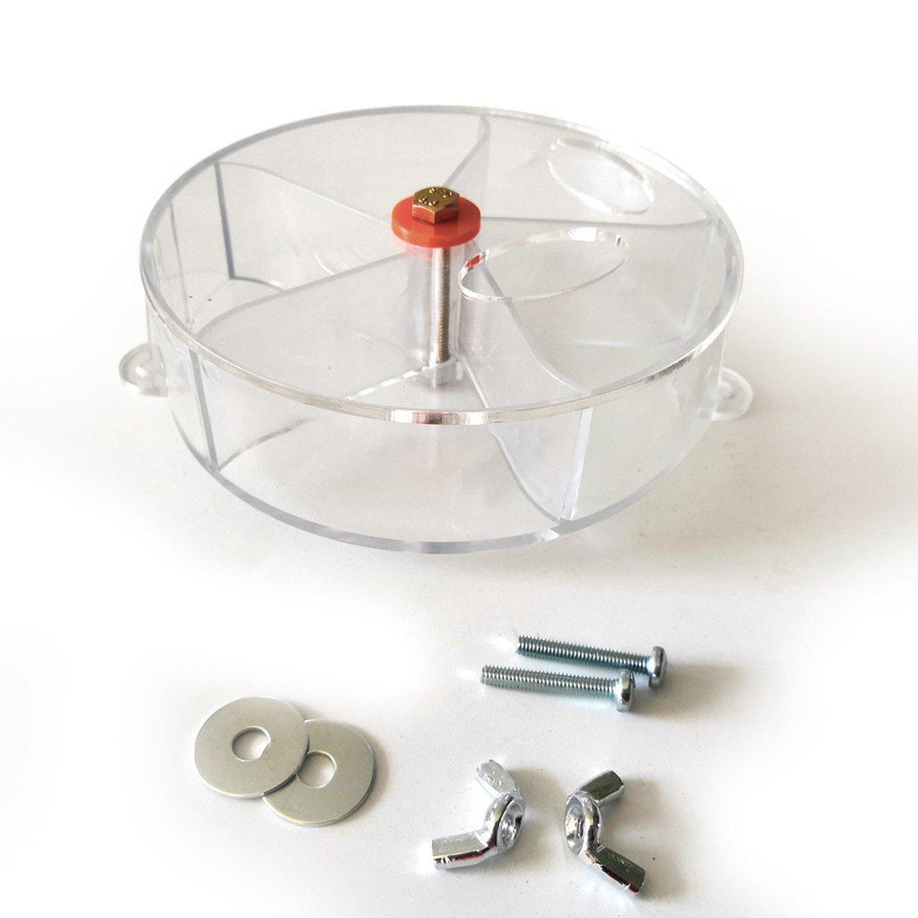 Parrot Foraging Toy Bird Chew Wheel Food Dispenser Divider Box Cage Accessory - Transparent