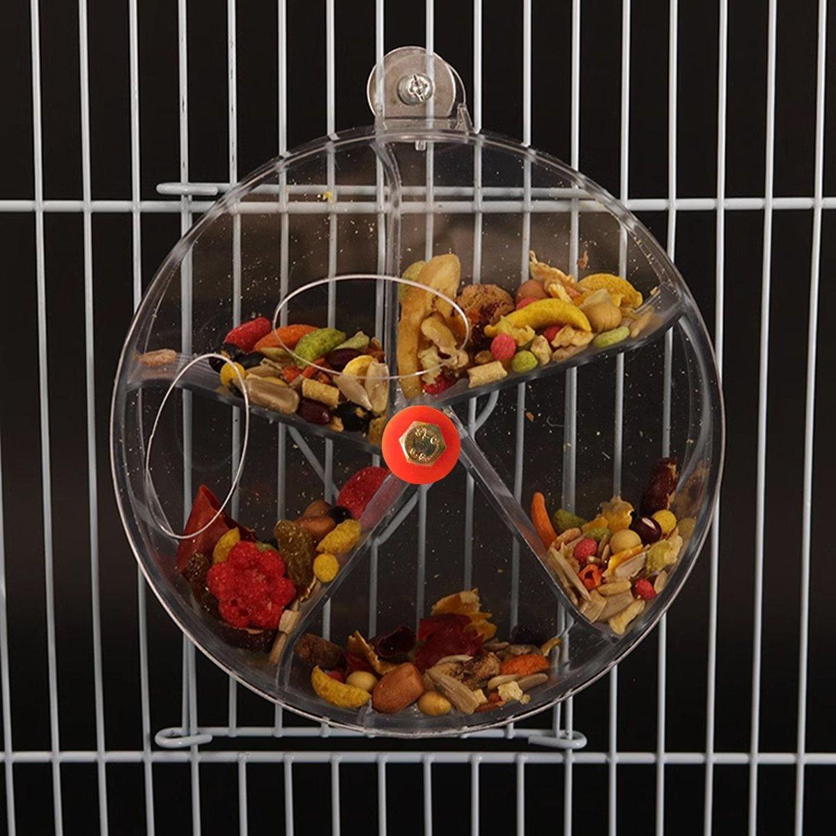 Parrot Foraging Toy Bird Chew Wheel Food Dispenser Divider Box Cage Accessory - Transparent