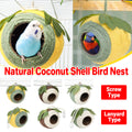 Bird Nest Parrot Nest Coconut Shell Braided Twine Colourful Cage Hanging Bed - White-Green-Screw Model