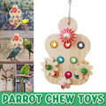 Wooden Parrot Toys Educational Interactive Chewing Nibbling Hanging Cage Toys