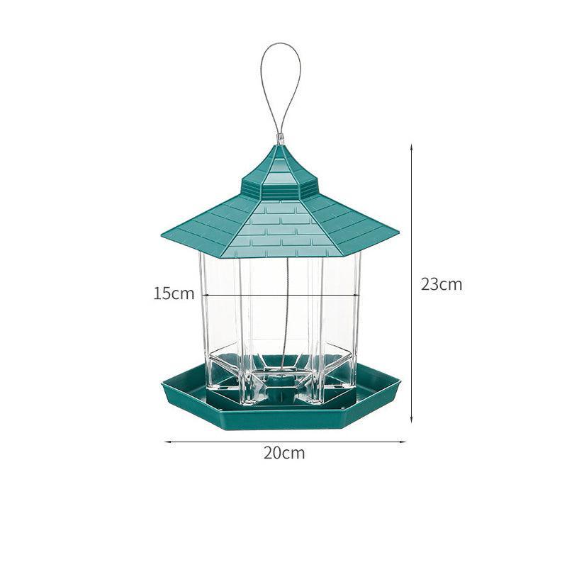 Garden Hanging Wild Bird Feeder Birds Gazebo Shape Container Waterproof Outdoor - Green