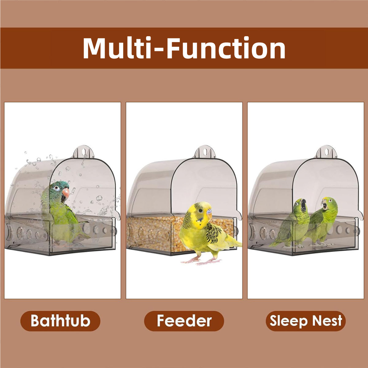 Parrot Bath Box Grey Bird Cage Accessory Bathroom Bird Bathtub for Small Birds