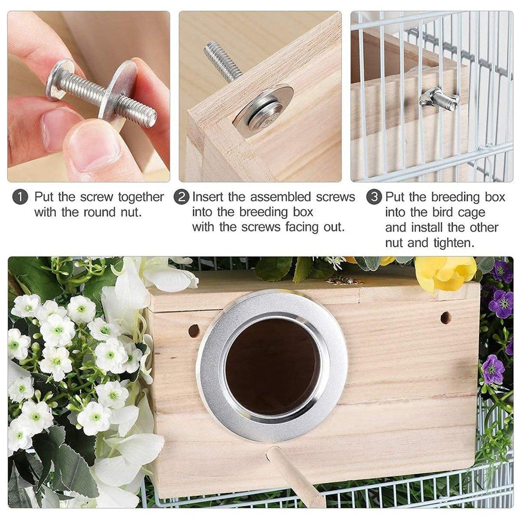 Wooden Nest Bird Breeding Box Parakeet Parrot Cockatiel Cage Nesting House S M L - S-19.5*12*12cm