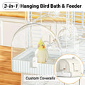 3in1 Parrot Bath Basin Bird Bathtub Cage or Accessory Pet Bird Feeder Water Bowl - Overdress