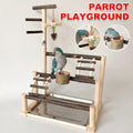 Wooden Parrot Stand Pole Interactive Bird Stand with Food Bowl Climbing Ladder