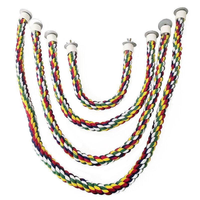 Parrot Rope Perch Colourful Bird Cage Toy Cotton Bungee Swing for Pet Birds - 60CM
