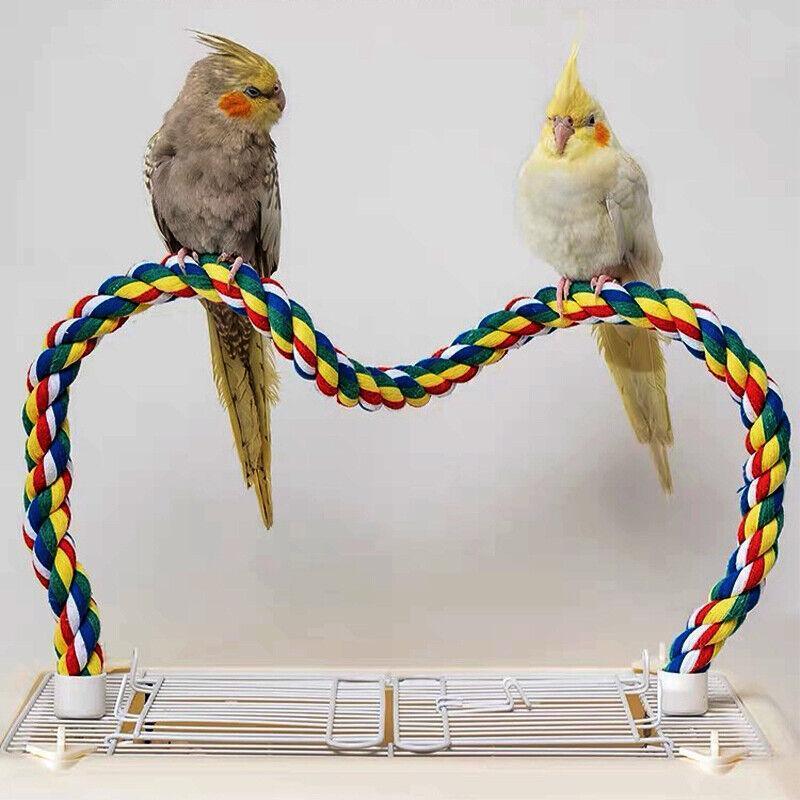 Parrot Rope Perch Colourful Bird Cage Toy Cotton Bungee Swing for Pet Birds - 60CM