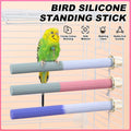 Non-Slip Silicone Parrot Perch Stand Stick Grinding Claw Bird Cage Accessories - White Blue