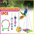 5PCS Hanging Parrot Toys Set with Swings and Ladders for Budgies Cockatiels Cages
