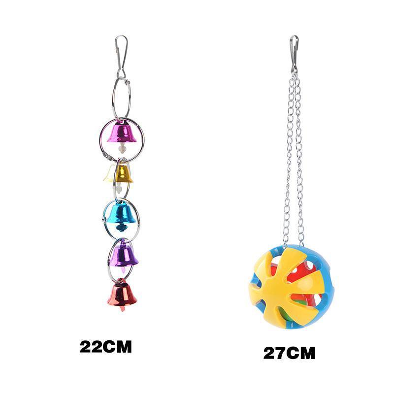 5PCS Hanging Parrot Toys Set with Swings and Ladders for Budgies Cockatiels Cages