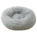 Light Grey 50cm Cozy Round Pet Bed - Plush Cat & Dog Bed with Non-Slip Base, Machine Washable