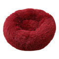 Wine Red 50cm Cozy Round Pet Bed - Plush Cat & Dog Bed with Non-Slip Base, Machine Washable