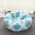Blue-white 50cm Cozy Round Pet Bed - Plush Cat & Dog Bed with Non-Slip Base, Machine Washable