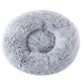 Grey 50cm Cozy Round Pet Bed - Plush Cat & Dog Bed with Non-Slip Base, Machine Washable