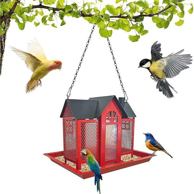 Charming House-Shaped Hanging Bird Feeder - Durable Metal Design for Wild Birds(purple)