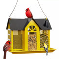 Charming House-Shaped Hanging Bird Feeder - Durable Metal Design for Wild Birds(yellow)