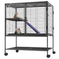 VEVOR 36 Metal Small Animal Cage 2-Tier Rolling Ferret Cage with Tray A Ramp"
