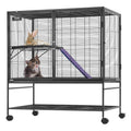 VEVOR 39 Metal Small Animal Cage 2-Tier Rolling Ferret Cage with Tray A Ramp"