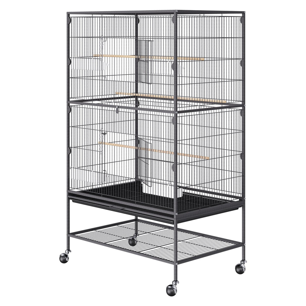 VEVOR 52 inch Standing Large Bird Cage, Carbon Steel Flight Bird Cage for Parakeets, Cockatiels, Parrots, Macaw with Rolling Stand and Tray