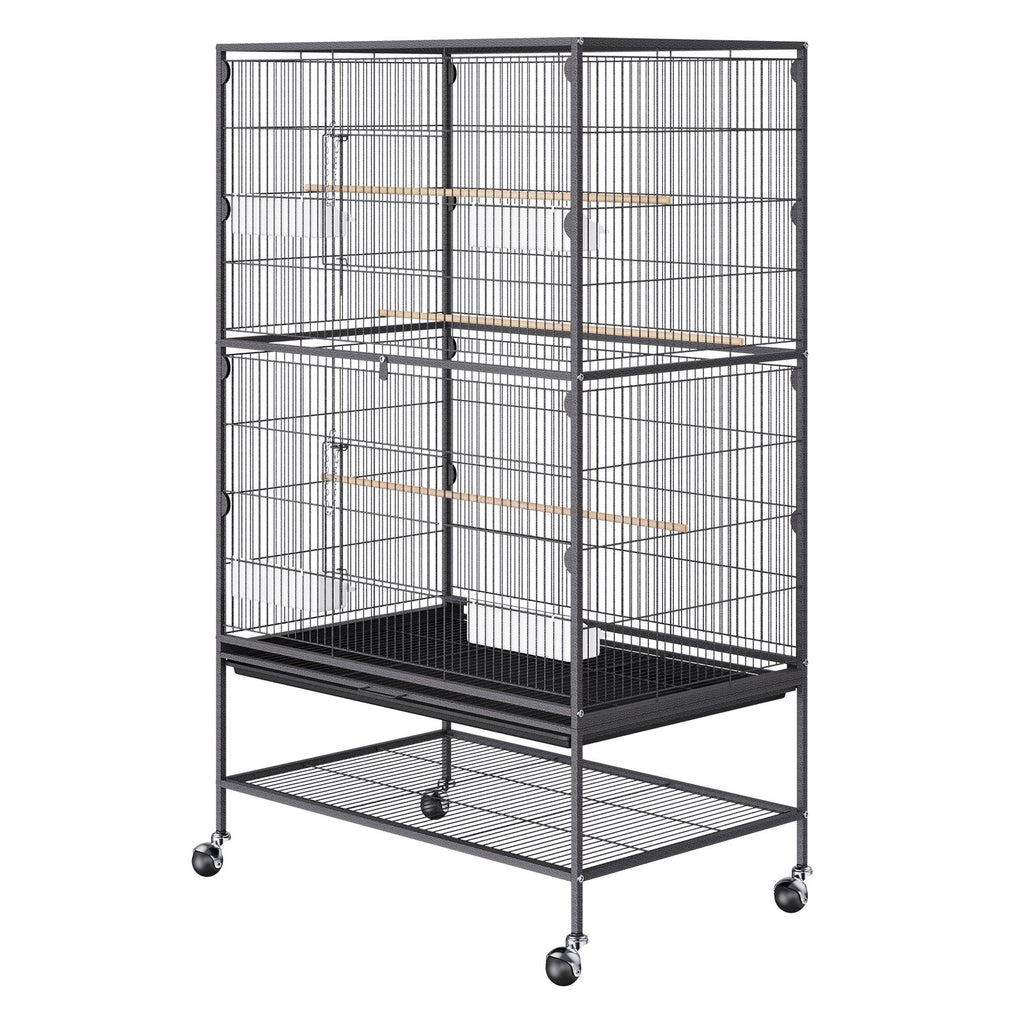 VEVOR 52 inch Standing Large Bird Cage, Carbon Steel Flight Bird Cage for Parakeets, Cockatiels, Parrots, Macaw with Rolling Stand and Tray